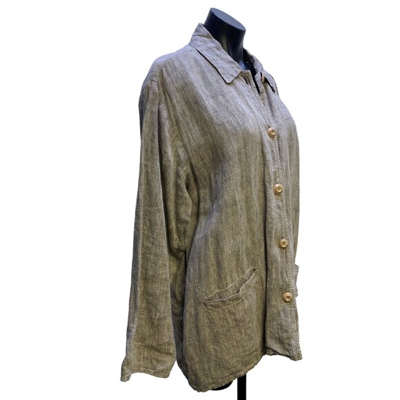 Flax By Jeanne Engelhart  Womens Light Brown Linen Jacket Size Medium - Picture 3 of 5